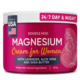 DOODLE HOG Magnesium Cream bottle with lavender for relaxing evenings.