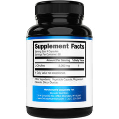 Dorado Nutrition L-Citrulline 3000mg capsules inside highlight convenient daily dosing.
