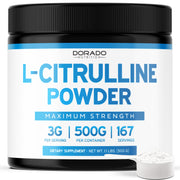 Dorado Nutrition L-Citrulline powder bottle with 3g serving for stamina.