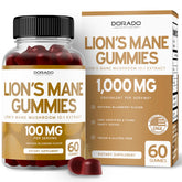 Dorado Nutrition Lions Mane Gummies blueberry bottle promotes daily wellness with delicious flavor