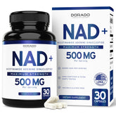 DORADO NUTRITION NAD supplement bottle, 500 mg per serving for daily support.