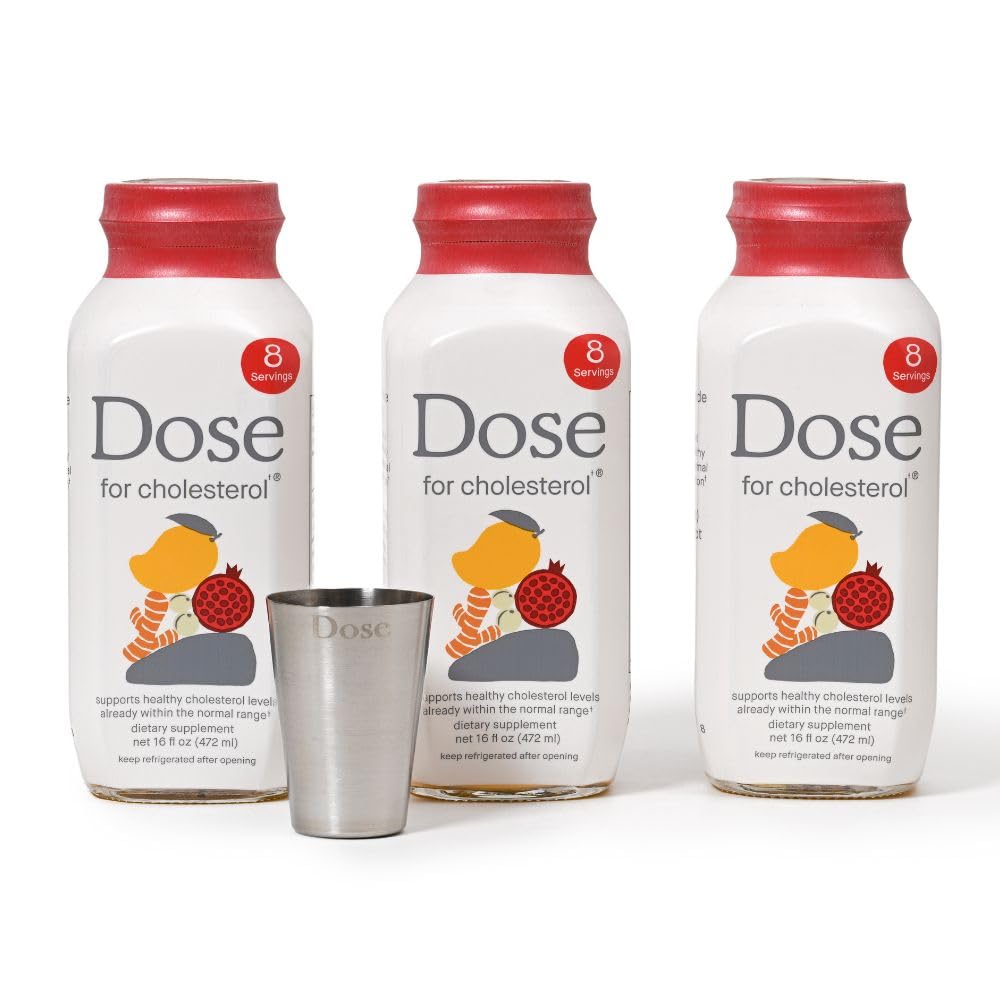 DOSE cholesterol bottle front view highlighting gluten-free vegan formulation for daily use