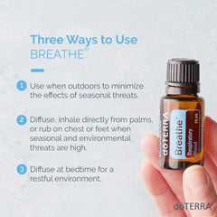 doTERRA Breathe topically applied to the chest for a cooling vapor.