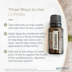 doTERRA Copaiba dropper dispensing calming oil for daily routines.