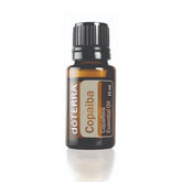 doTERRA Copaiba oil bottle highlighting skin-supporting care and antioxidant properties.