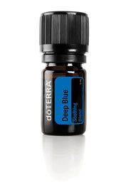 doTERRA Deep Blue bottle pour ready for a relaxing massage session