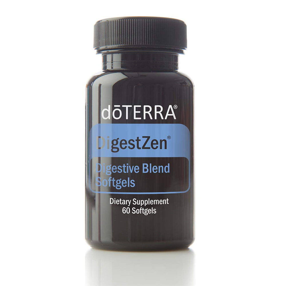 doTERRA DigestZen softgel bottle for on-the-go digestive support