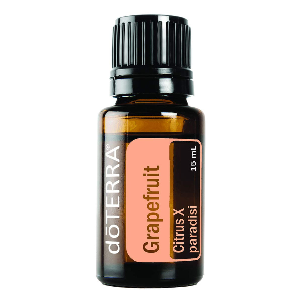 doTERRA Grapefruit essential oil bottle with dropper for mood uplift and skin clarity