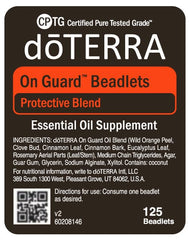 DoTERRA On Guard beadlets in use for immune support during travel.