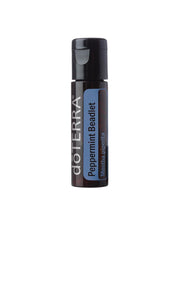doTERRA Peppermint Beadlet bottle-front shows portable minty essential oil for on-the-go freshness.