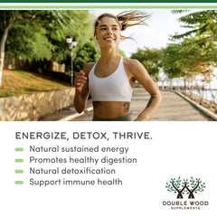 Double Wood Chlorophyll Drops in water, emphasizing easy integration into beverages.
