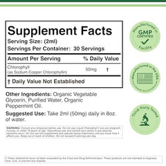 Double Wood Chlorophyll Drops being poured into a glass, convenient for morning routines.