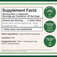 Double Wood Colostrum capsules close-up highlight first milking purity for clean daily use.