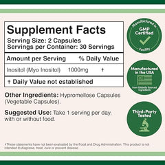 Double Wood Inositol capsules close-up, 60-count vegan-friendly for daily wellness