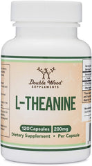 Double Wood L-Theanine 200mg bottle front view supports calm focus