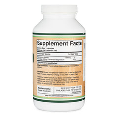 Label close-up highlights magnesium malate composition for optimized absorption