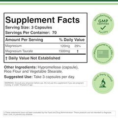 Double Wood Magnesium Taurate capsules closeup promotes easy daily supplementation for heart health support.
