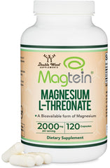 Double Wood Magtein bottle front showing high-absorption magnesium for cognitive support
