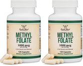 Double Wood Methylfolate bottle front view with 1,000 mcg per capsule