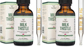 Double Wood Milk Thistle liquid bottle showing organic extract for daily wellness.