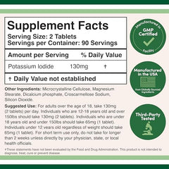 Double Wood potassium iodide 130 mg packaging highlighting a three-month supply