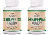 Double Wood Serrapeptase bottle front view showing 240,000 SPU potency for daily support.