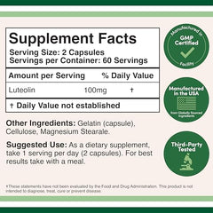 Double Wood luteolin capsules close-up ready for daily antioxidant support.