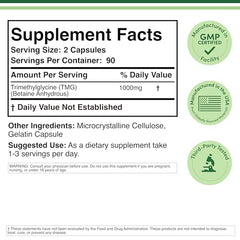 Double Wood TMG bottle label shows 1000 mg per serving for reliable dosing