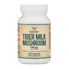 Double Wood Tigers Milk Mushroom bottle front showing 60 servings for immune and respiratory support