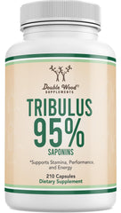 Double Wood Tribulus Terrestris bottle front shows 210 capsules for stamina potential.