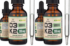 Double Wood Vitamin D3 K2 liquid drops bottle for daily wellness support.
