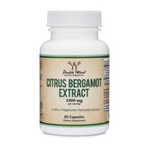 Double Wood Citrus Bergamot bottle label showing 1000mg per serving for daily cardiovascular support