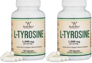Double Wood L-Tyrosine bottle front view with 120 vegan capsules for memory and focus