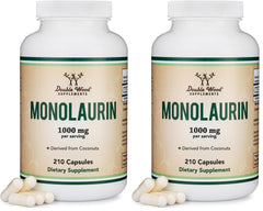 Double Wood Monolaurin bottle close-up for immune support.