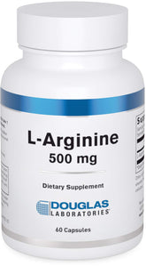 Douglas Laboratories L-Arginine 500 mg bottle with capsules for daily wellness.
