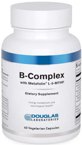 Douglas Laboratories B-Complex Metafolin bottle view highlighting energy metabolism support.