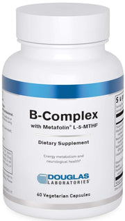 Douglas Laboratories B-Complex Metafolin bottle view highlighting energy metabolism support.