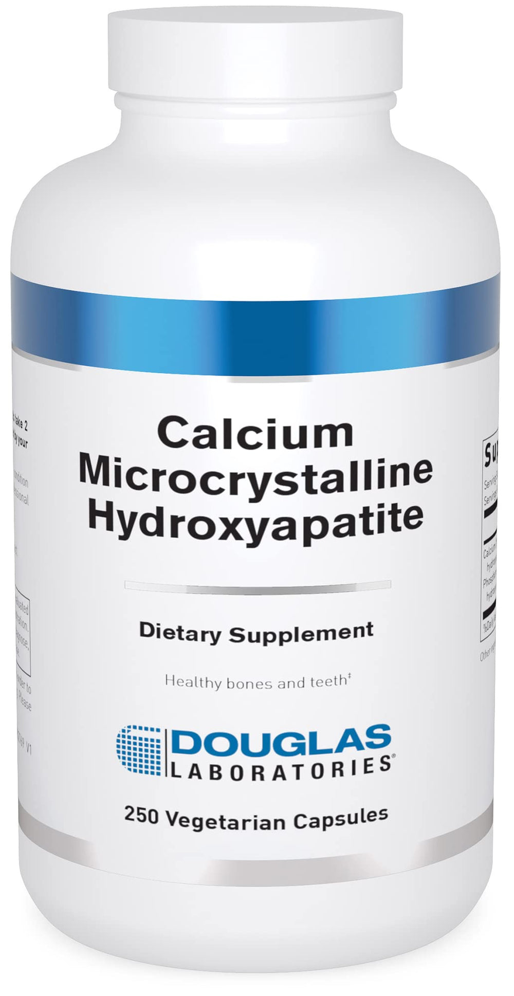 Douglas Laboratories Calcium Microcrystalline Hydroxyapatite bottle front supports bone and teeth health.