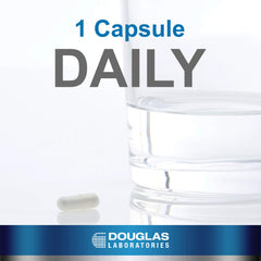 Douglas Laboratories Hyaluronic Acid capsules with a glass of water for easy daily intake.