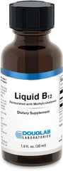 Douglas Laboratories Liquid B12 bottle with methylcobalamin supports normal metabolism of carbohydrates and protein.