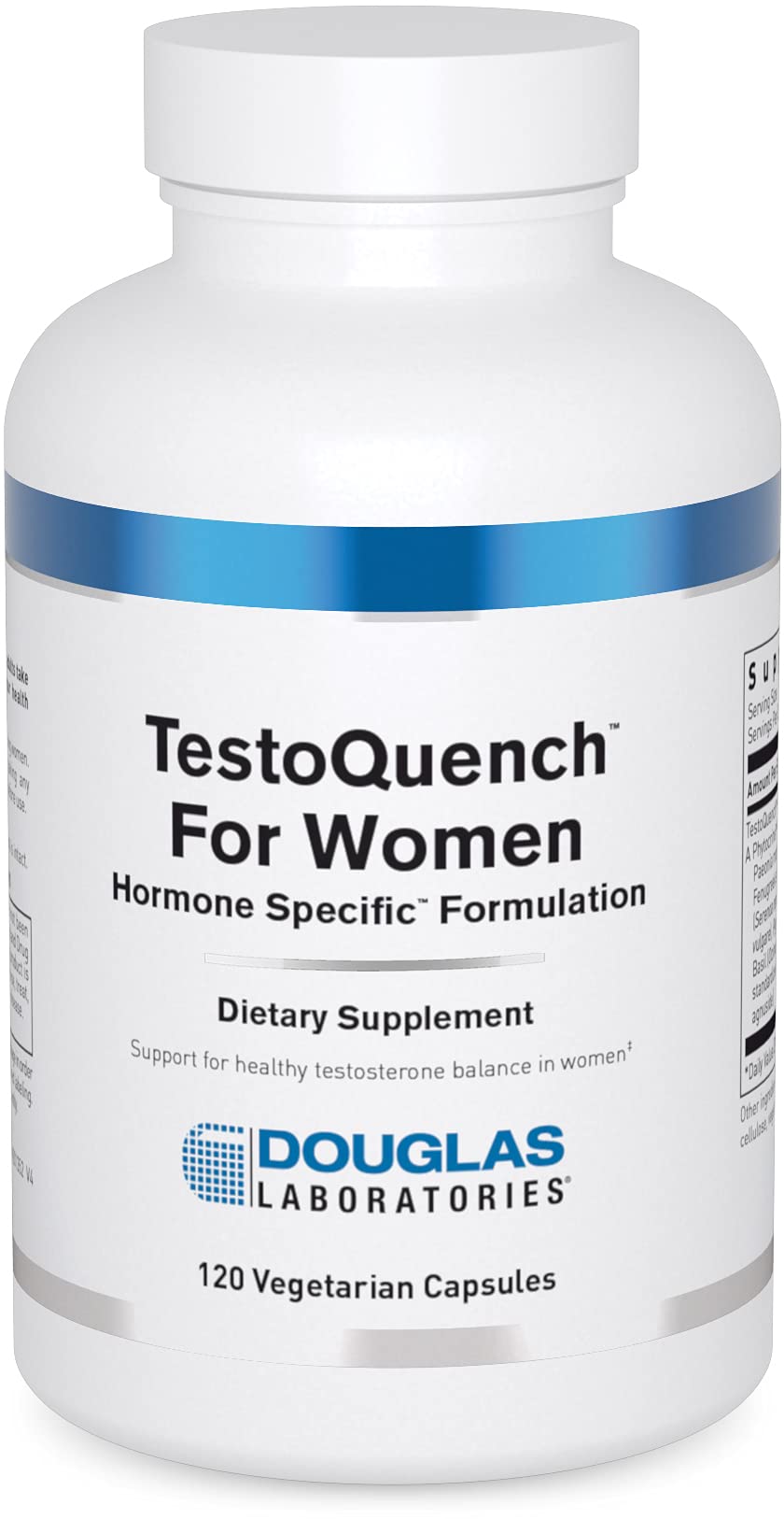 Douglas Laboratories TestoQuench for Women bottle front showing natural ingredients for balance.