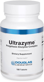 Douglas Laboratories Ultrazyme bottle front view highlighting protein digestion support.