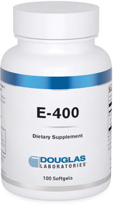 Douglas Laboratories E-400 bottle front illustrates antioxidant support for daily wellness.