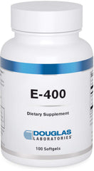 Douglas Laboratories E-400 bottle front illustrates antioxidant support for daily wellness.