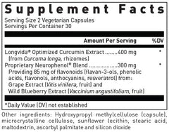 Douglas Laboratories Optimized Curcumin with Neurophenol label close up showing ingredients