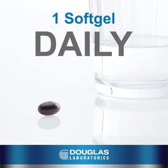 Douglas Laboratories Ubiquinol-QH bottle on desk with lifestyle context.