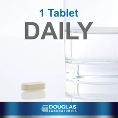 Douglas Laboratories Vitamin C label close-up highlighting product details and GMO-free claim