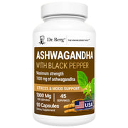 Dr. Berg Ashwagandha capsules bottle front for daily wellness support.