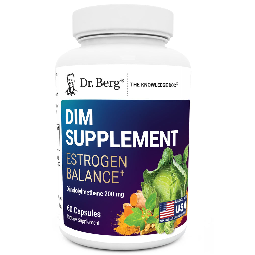 Dr. Berg DIM supplement bottle for estrogen balance support