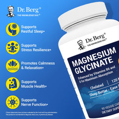 Close-up of Dr. Berg Magnesium Glycinate capsules for high absorption